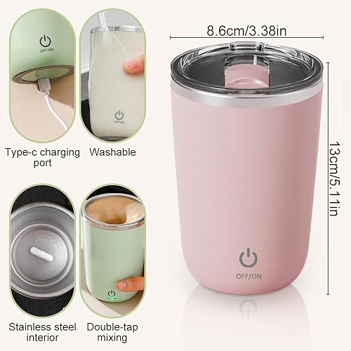 Miniatura 5 de Taza de café con agitación magnética automática, taza de café portátil con agitación automática, taza de agitación magnética automática para viajes,