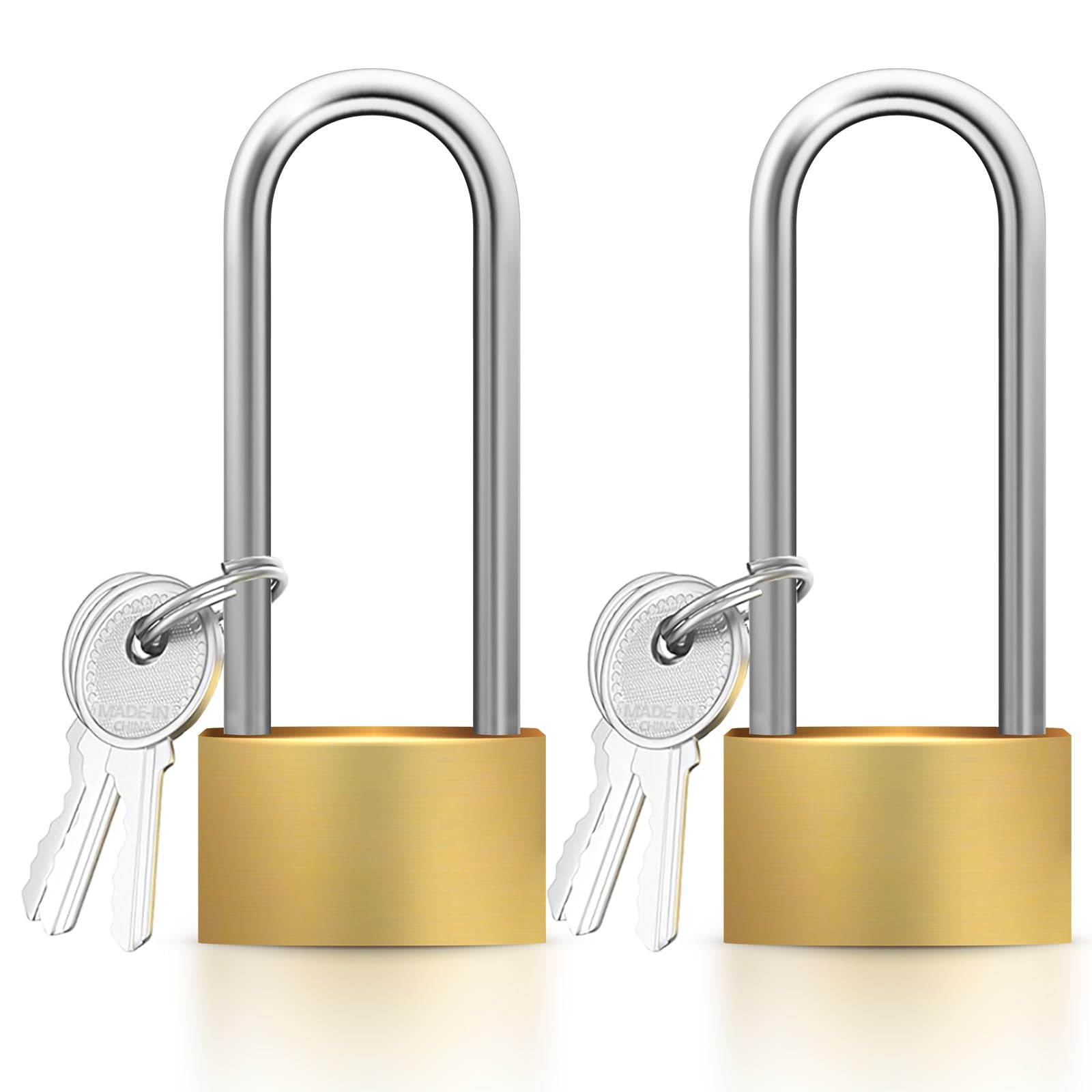 xdg 2pcs Heavy Duty Long Padlock with Keys - Outdoor High Security Key Padlock for Shed Warehouse, Garage, Garden, Gate -40mm