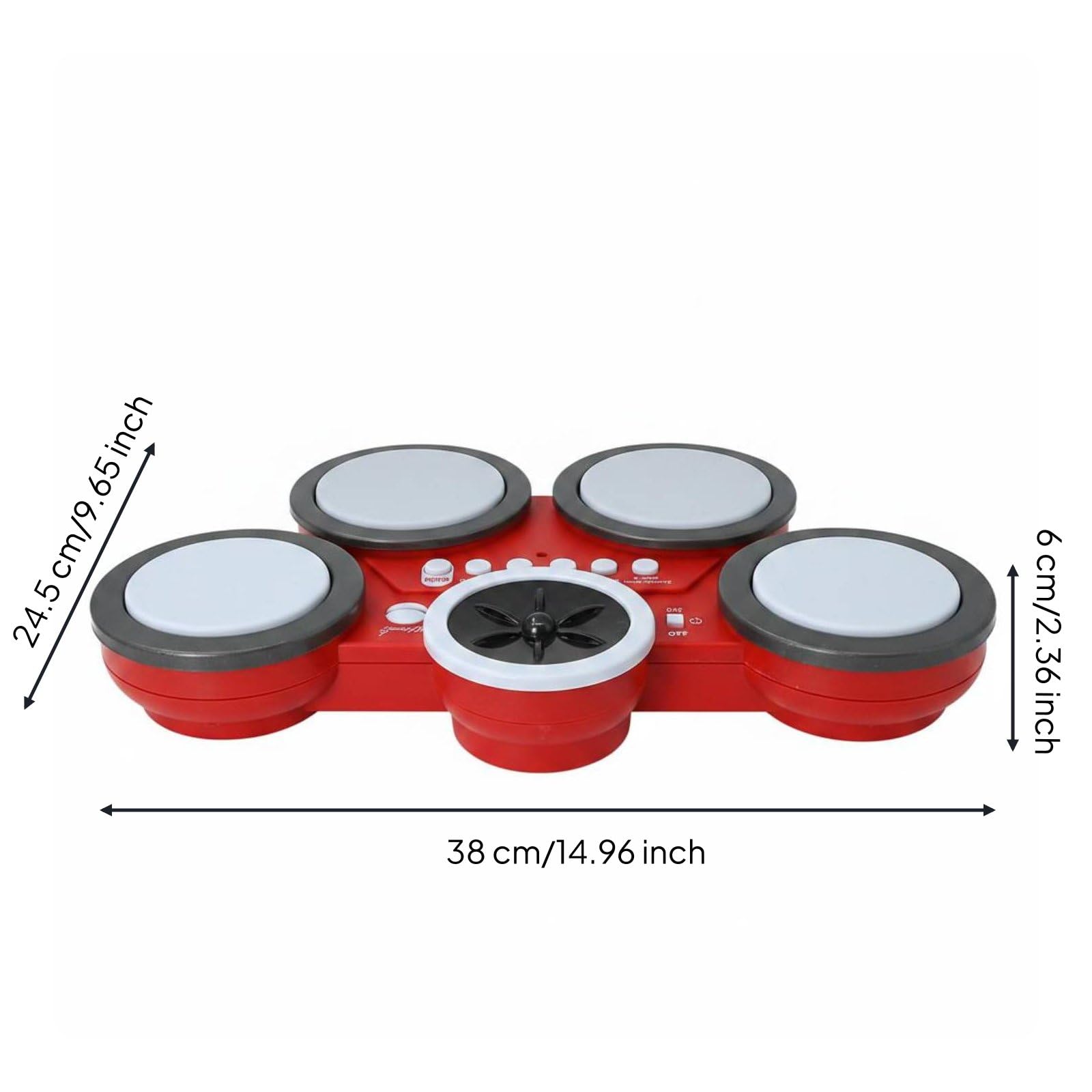 Qianly Tambor de Mano Electrónico Luc Inrmint Baría Electrónica Infantil Compacta Tambor Electrónico para Aprendizaje , Rojo