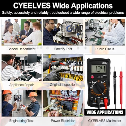 Image of Digital Multimeter Pocket, Multifunction Battery Tester with Backlight Test Wire, Voltage Tester with LCD Display, Multimeter with AC DC Voltmeter Ohm Volt Amp Tester Measure Current Resistance Diode