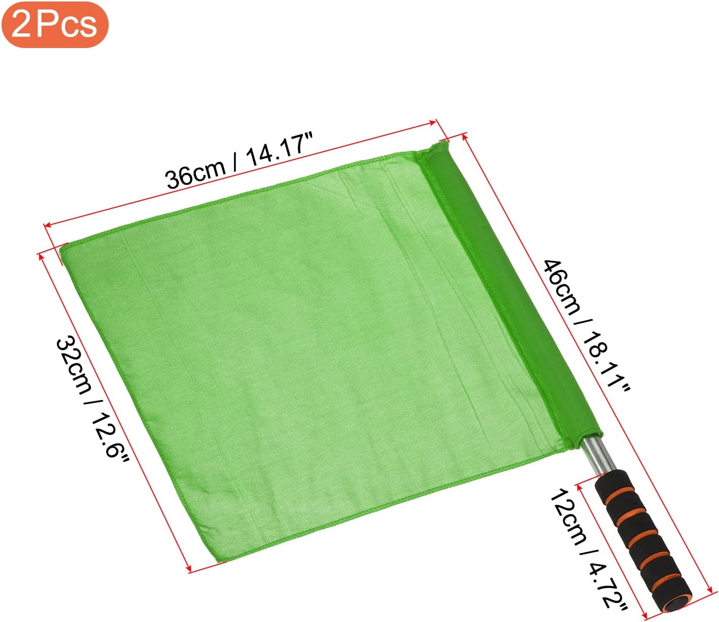 PATIKIL Referee Flag, 2 Pack Stainless Steel Pole Sponge Handle for Football Soccer Track and Field Sports Linesman Command Hand Signal, Green - Image 2