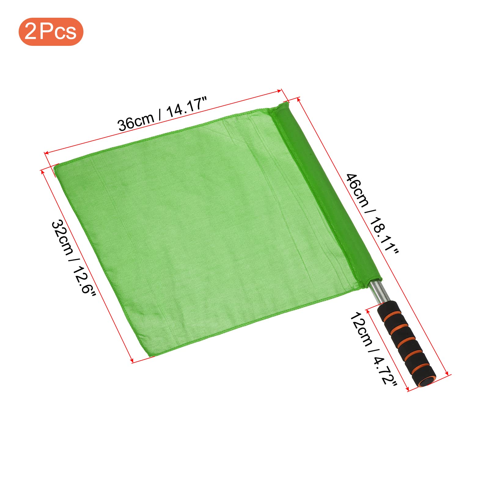 PATIKIL Arbitro Bandiera, 2pz Acciaio Inossidabile Asta Spugna Manico per Calcio Calcio Pista e Campo Sport Linesman Comando Mano Segnale, Verde