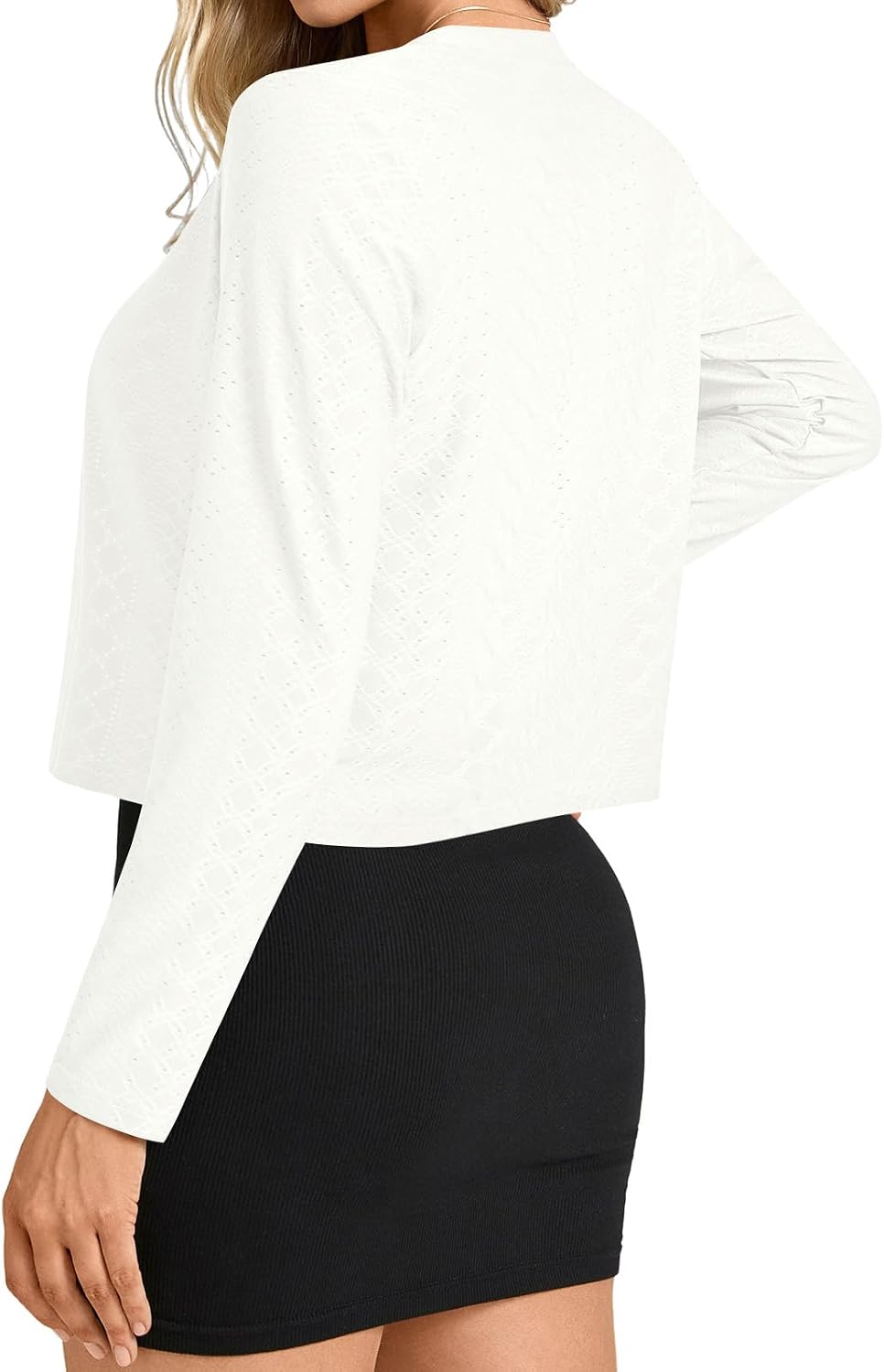 Women's Long Sleeve Open Front Cardigan Knit Shrug Cropped Kimonos S-XL