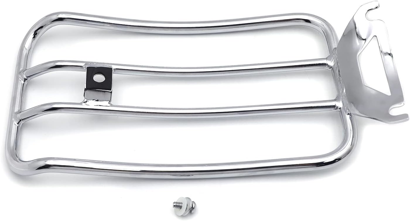 HTTMT LR13- Chrome 14x7 Inches Solo seat Luggage Rack Compatible with H-D 1997-2015 Touring FLH/T 97-15