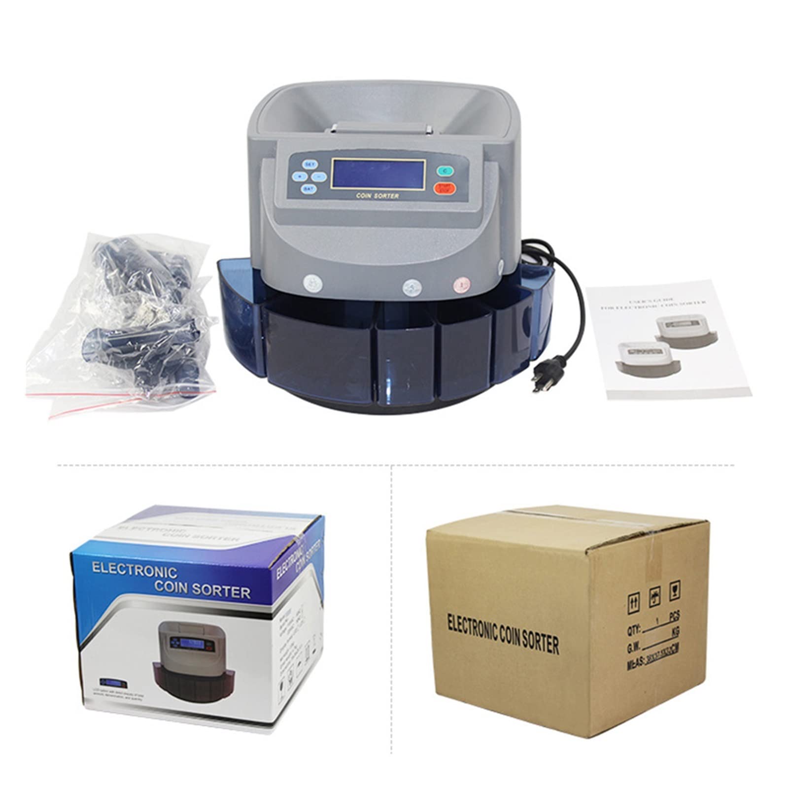 レジスター 電子キャッシュ レジスター USD、ユーロコインカウンター、ソーター、ラッパーコイン銀行用マルチ通貨コインソーターカウン  レジケータミルクティー、スーパーマーケットコンビニエンスストアマザーアンドベビータッチスクリーンデュアルスクリーンレジ統合 ...