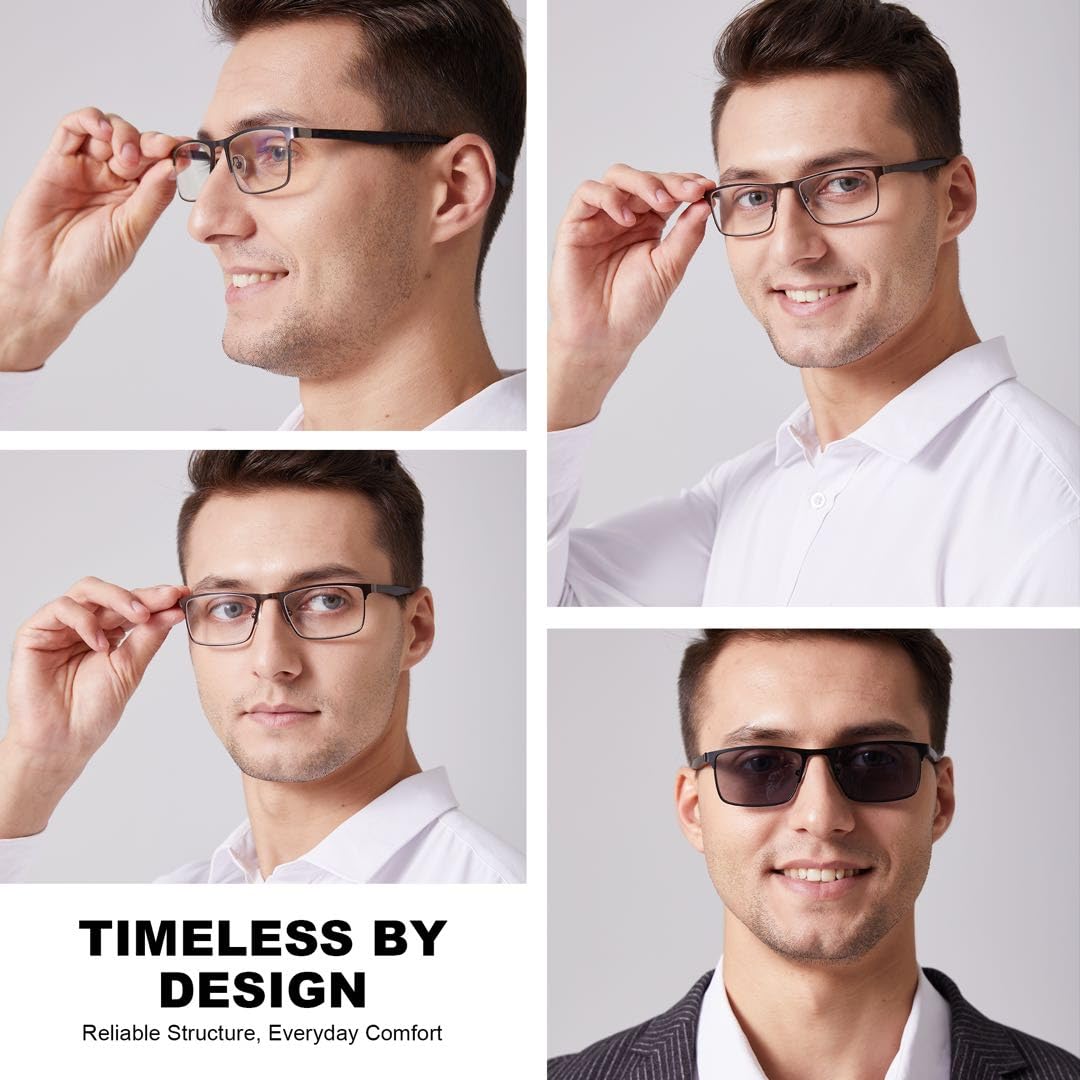 Lesebrille für Herren, 4 Stück, Computerbrille mit Blaulichtblockierung, Vollrahmenleser, Anti-UV/Ermüdung der Augen, Blendung