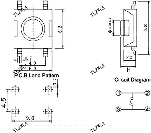 Miniatura 4 de VOIV 100PCS 6 * 6 * 3.1 mm SMD Switch 4 Pin Touch Micro Switch Push Button Switches Red SMD Tact Switch 6x6x3.1mm