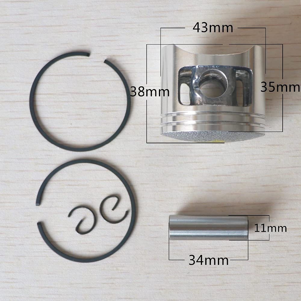 Kit Piston + Cylindre 43mm Pour Tronçonneuse 45cc G4500 - Anneaux, Broches, Circlips Inclus - Pièces De Rechange Moteur - 13