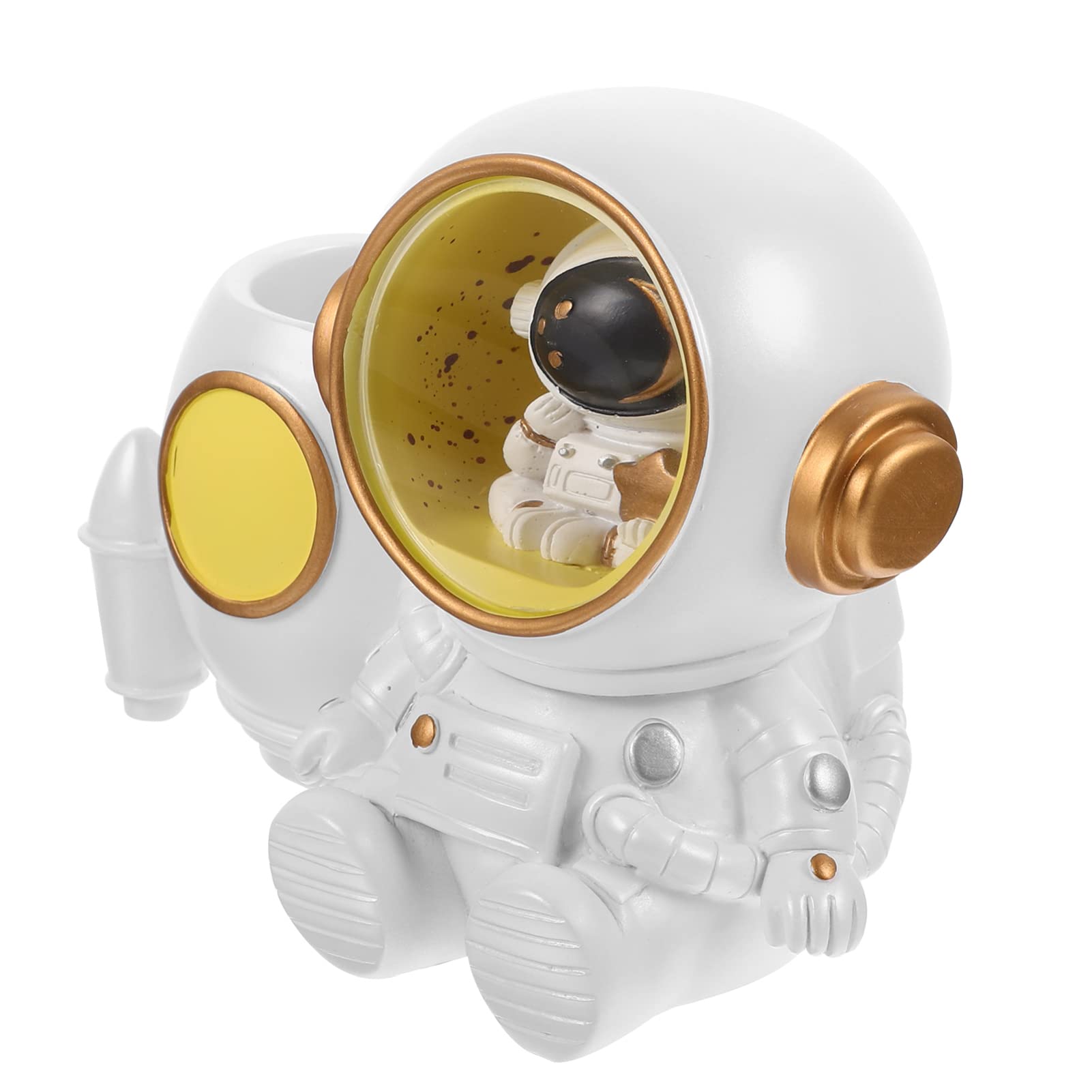 STOBOK Portapenne A Forma Di Astronauta Con Luce Led Portapenne in Resina Organizer Da Scrivania A Tema Spaziale