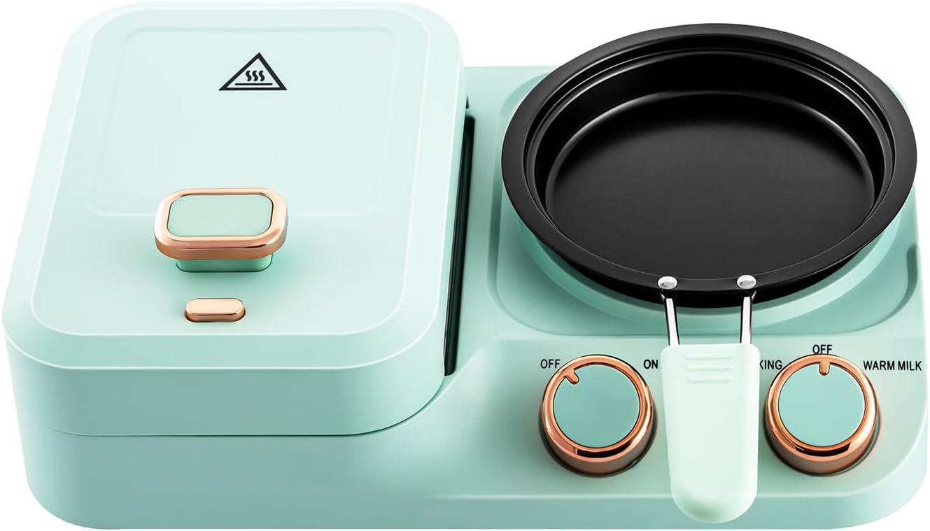 Breakfast Station 3 In 1 Breakfast Station Household Breakfast Maker,Electric Mini Toaster Bread Breakfast Sandwich Maker, Independent Temperature Control, Non-Stick Coating For Sandwiches