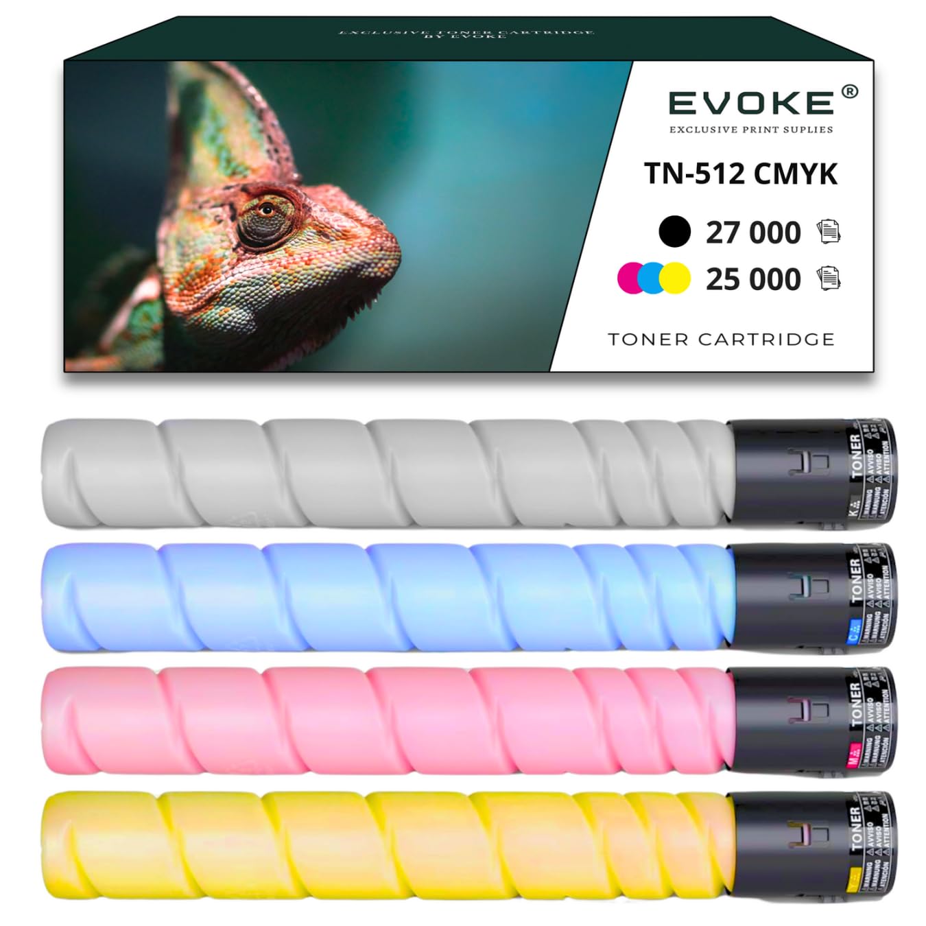 EVOKE TN512 TN-512 Toner Kompatybilny z Konica Minolta C554 C454 (Zestaw CMYK) 102000 Stron