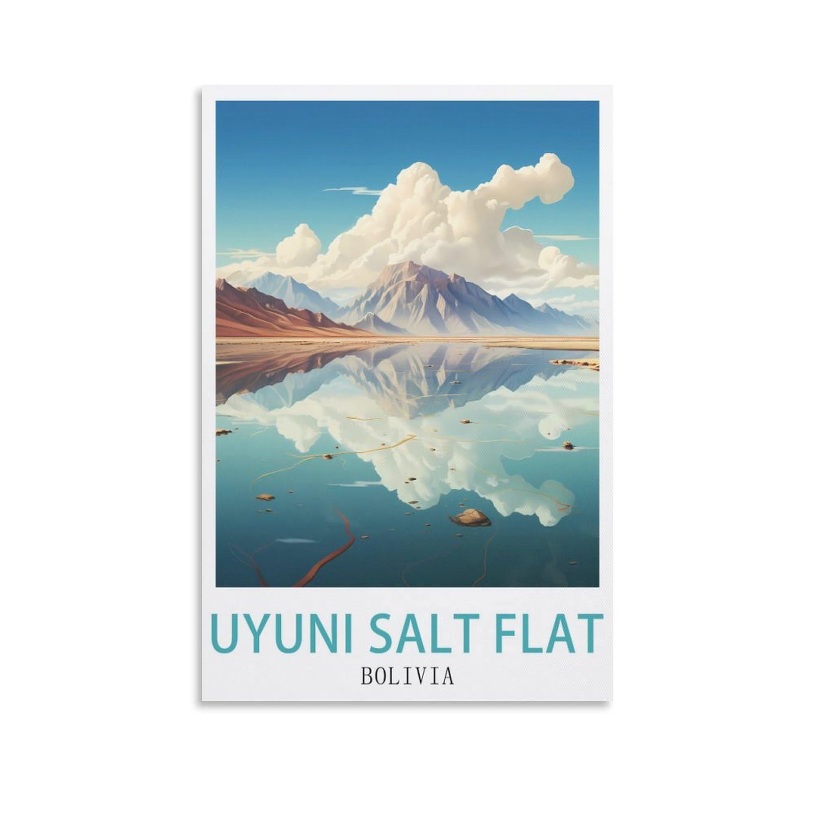 Metal Tin Sign,Uyuni Salt Flat Bolivia,Ideal for Pub Shed Bar Office Man Cave Home Bedroom Dining Room Kitchen 30x40cm