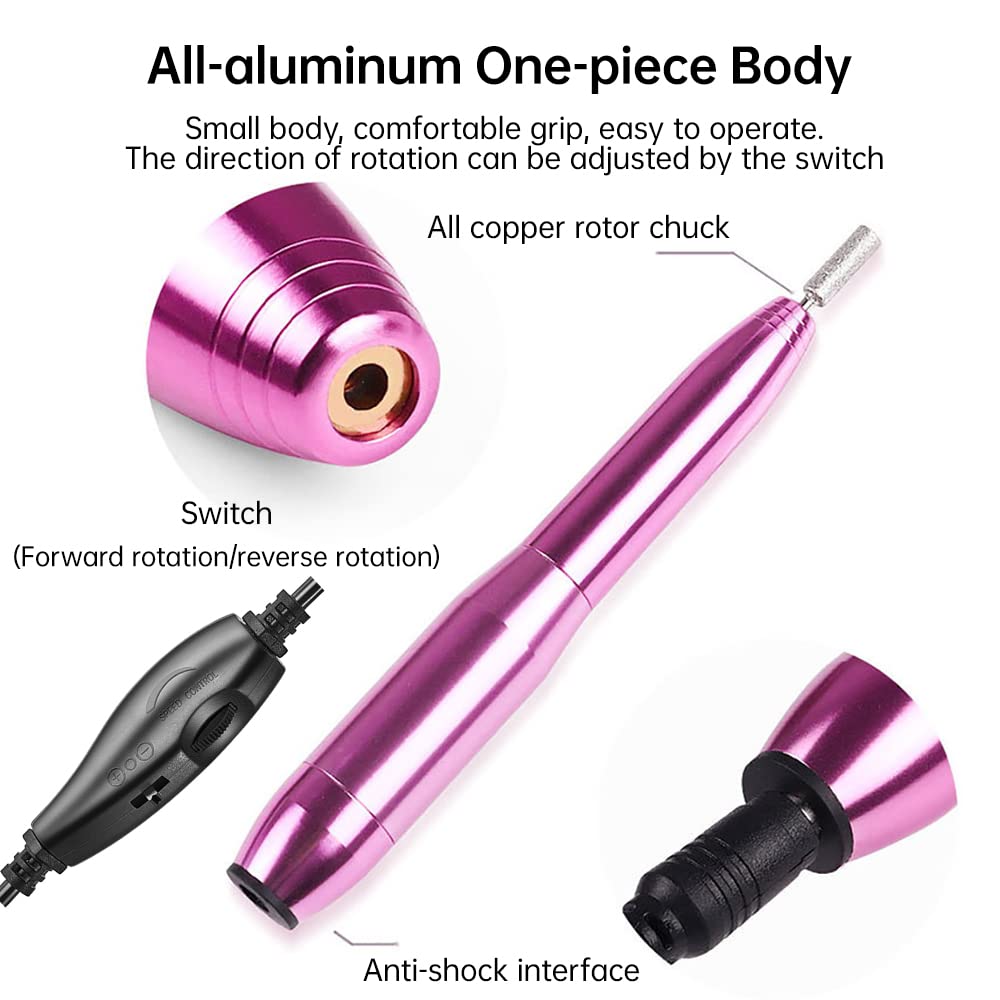 Lima de uñas eléctrica, taladro de uñas eléctrico, máquina pulidora de uñas eléctrica, juego de máquina de manicura de 20000 RPM, fresadora de brocas para lima de uñas profesional para herramient