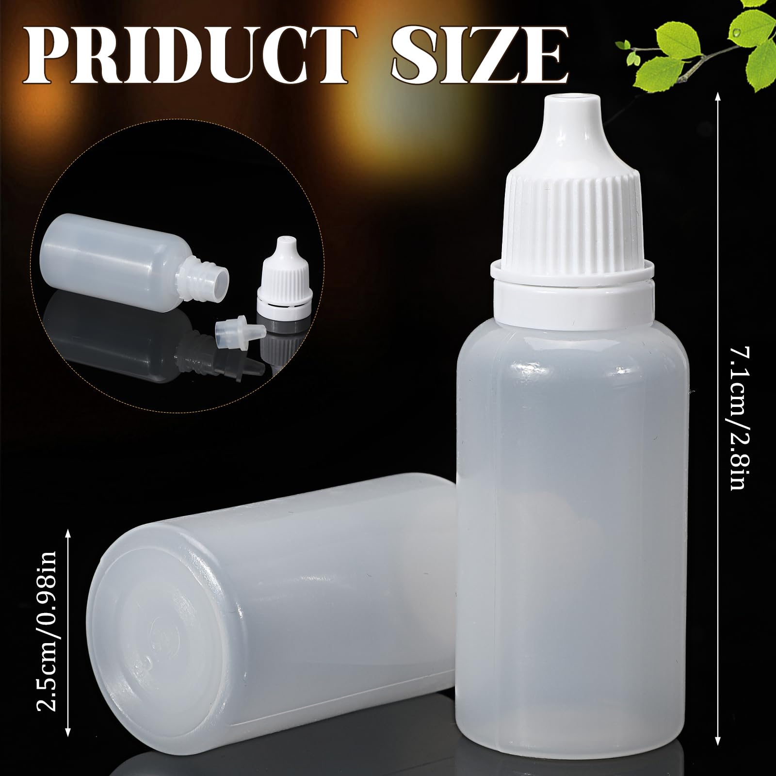 Umigy 200 frascos cuentagotas vacíos con cuentagotas para ojos, pequeño recipiente de plástico líquido, portátil, exprimible, con tapas y tapón para aceite, almacenamiento de líquido para ojos (20 ml)