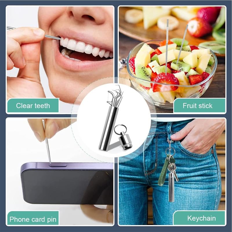 YAVRIXZ Stainless Steel Toothpick Set 7 PCs Portable Metal Pocket Toothpicks Reusable Teeth Cleaning Kit 1