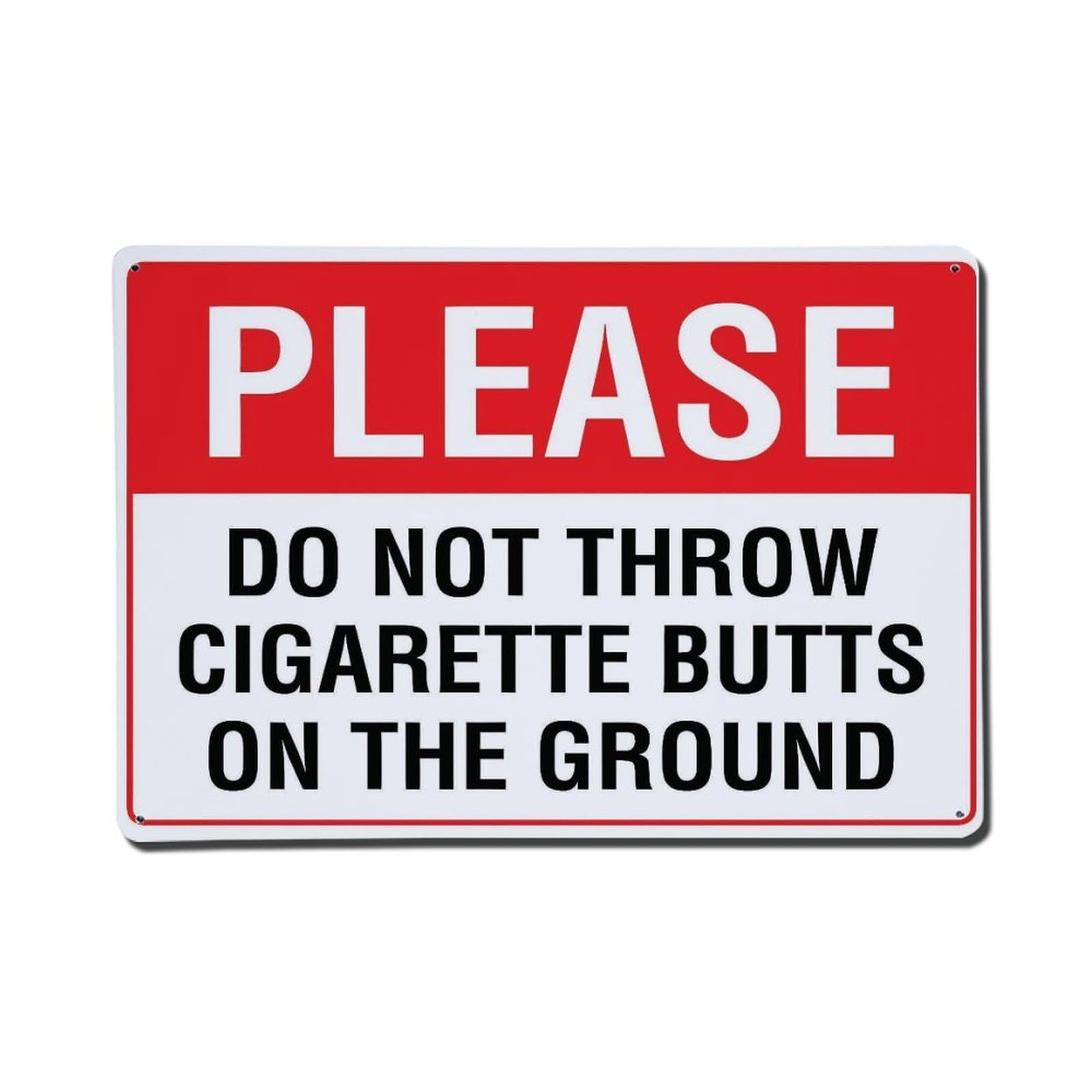 Please Do Not Throw Cigarette Butts On The Ground Safety Sign Vintage Aluminium Metal Sign, Retro Wall Decor for Home, Bar, Garage & Farmhouse 20x30cm