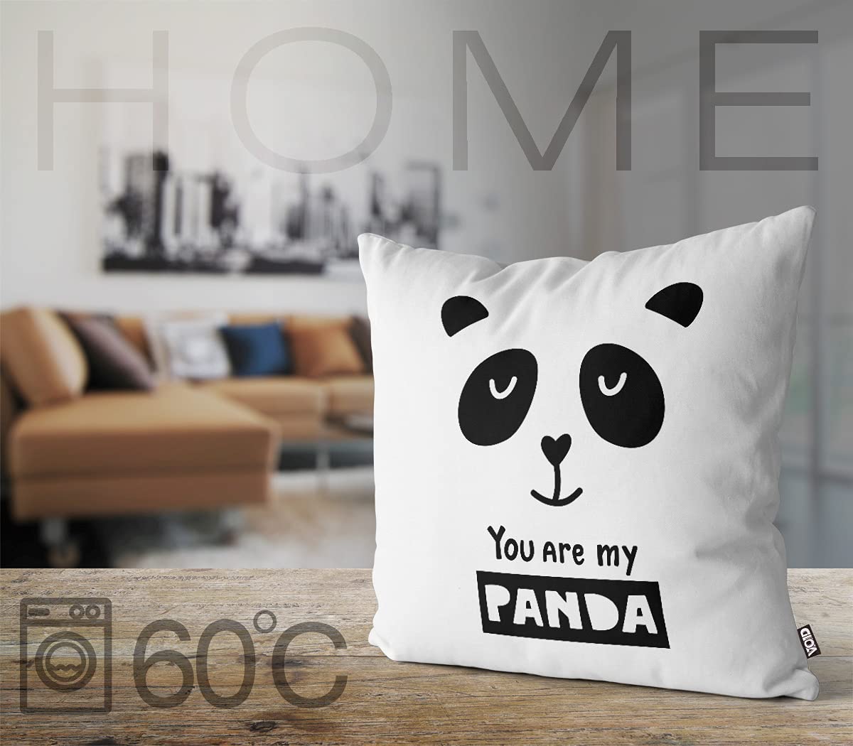 VOID Panda Kinder Cartoon Spruch Kissenbezug Kissenhülle Sofakissen Kissen Deko Outdoor-Kissen Dekokissen, Kissen Größe:60 x 60 cm