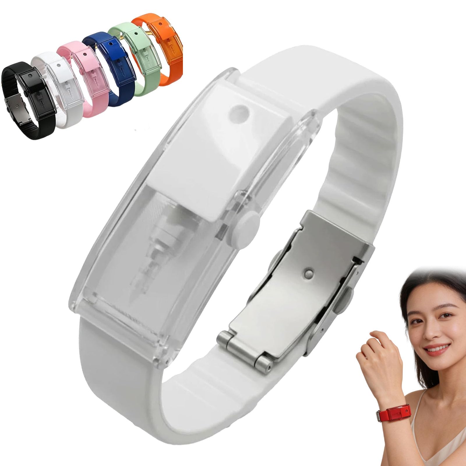 BRRDASJO Fragrance Atomizer Bracelet,Can added perfume Diffuser, Portable Wearable,Women Men Adjustable Closure Wristband Locket for Travel & Daily Use(White)