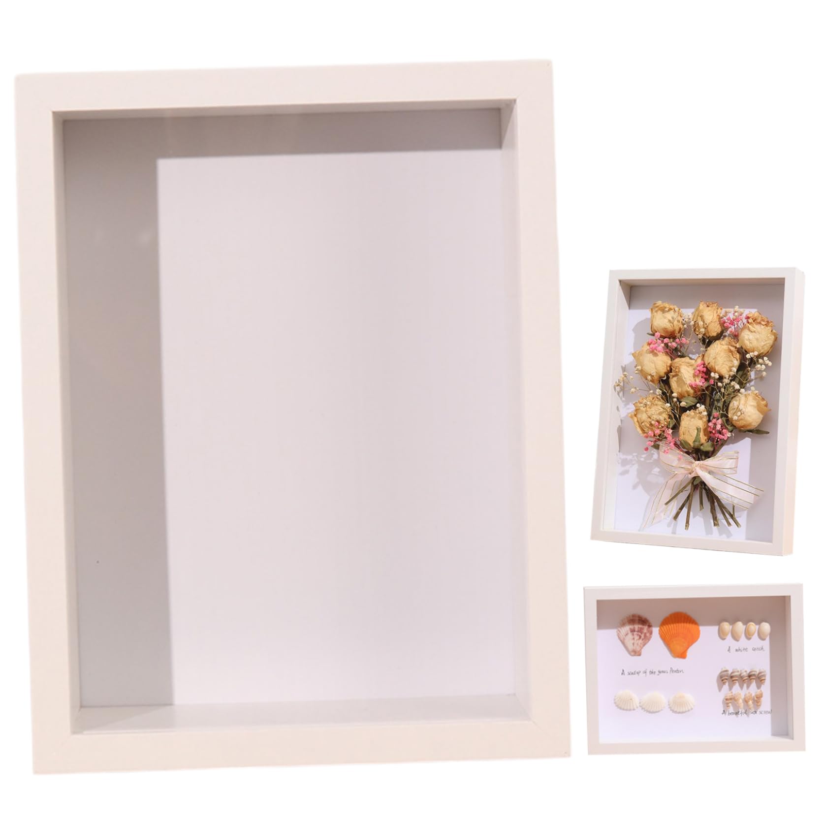 CAKEEYUM Shadow Box Frame 4x6 3D Hollow Small Shadow Box Frame Dustproof & for Dried Flower Picture More, Only White, Small, 4x6