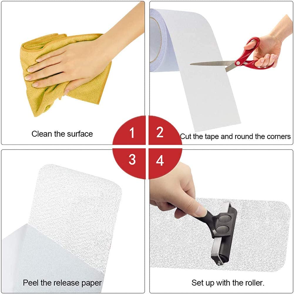 15 Pièces 15 x 60cm Marche pour Escalier Antidérapant Transparent, Bande Anti-dérapant pour Escalier, Autocollant Adhésifs de Protection pour Tapis d’escalier Intérieur