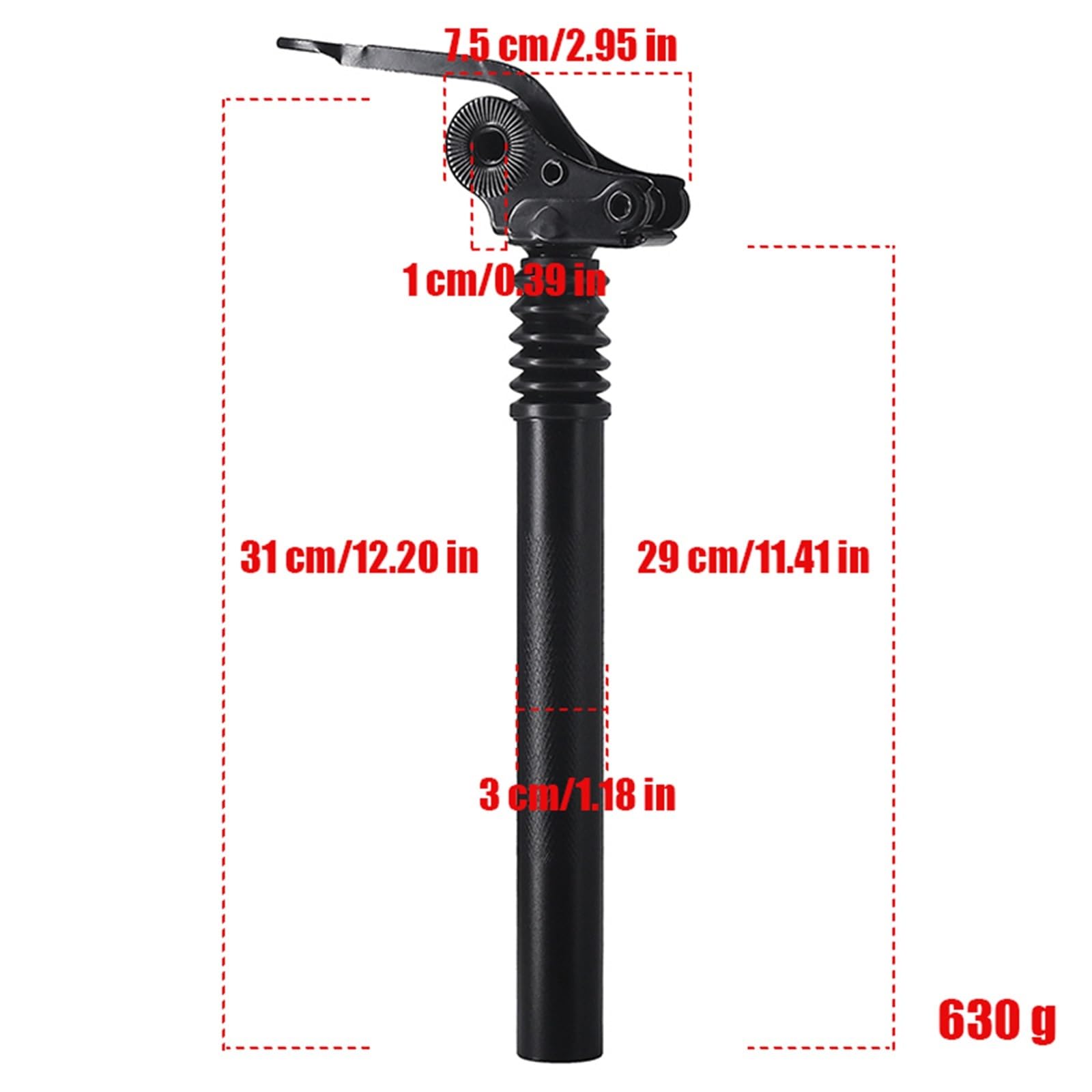 27,2/28,6 mm Sitzrohr, geeignet for 8/10 Zoll Elektroroller, Skateboard-Pad, Stuhl, Stoßdämpfer, Sitzmodifikationszubehör