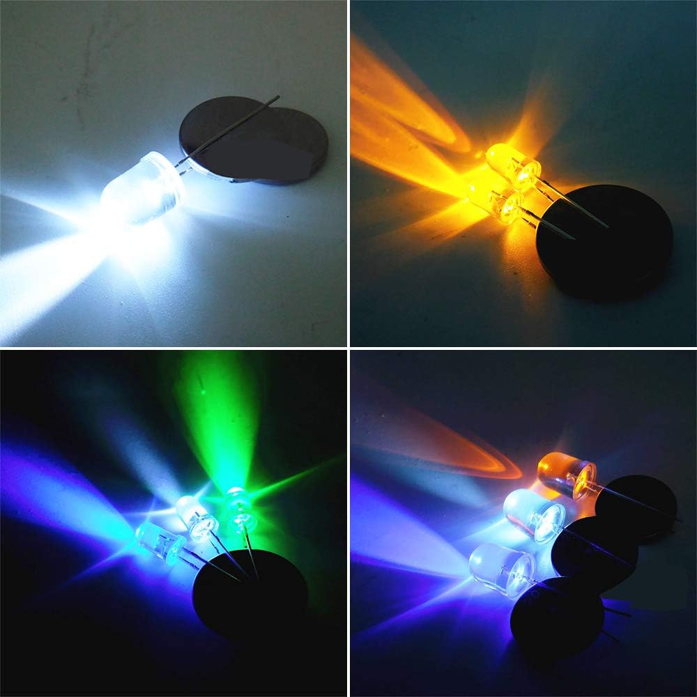 5mm LED Diodo ad Emissione Luminosa Kit Assortimento 500 Pezzi Bianco Rosso Giallo Verde Blu