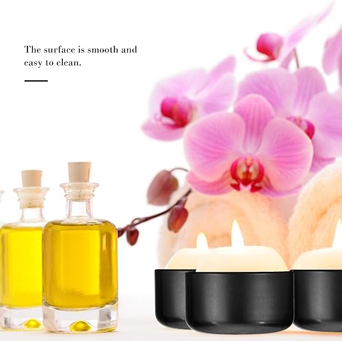 Miniatura 8 de SEWACC Kits de bricolaje Moldes de velas, 12 piezas de latas de velas vacías con tapas, latas de velas de aluminio, latas redondas de metal para