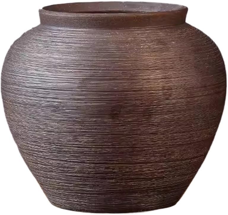 Vase Ceramic Vase Retro Handmade Round Ball Pottery Jar Ornaments Flower Insertable Green Plant Study Room Interior Decoration Suitable for Dining and Living Room Home decoratio