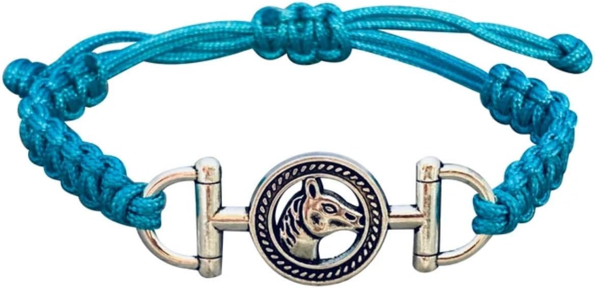 Girls Horse Bit Charm Bracelet, Horse Lovers Equestrian Jewelry - Adjustable Friendship Braided String Stirrup Bracelet for Women, Teens and Girls