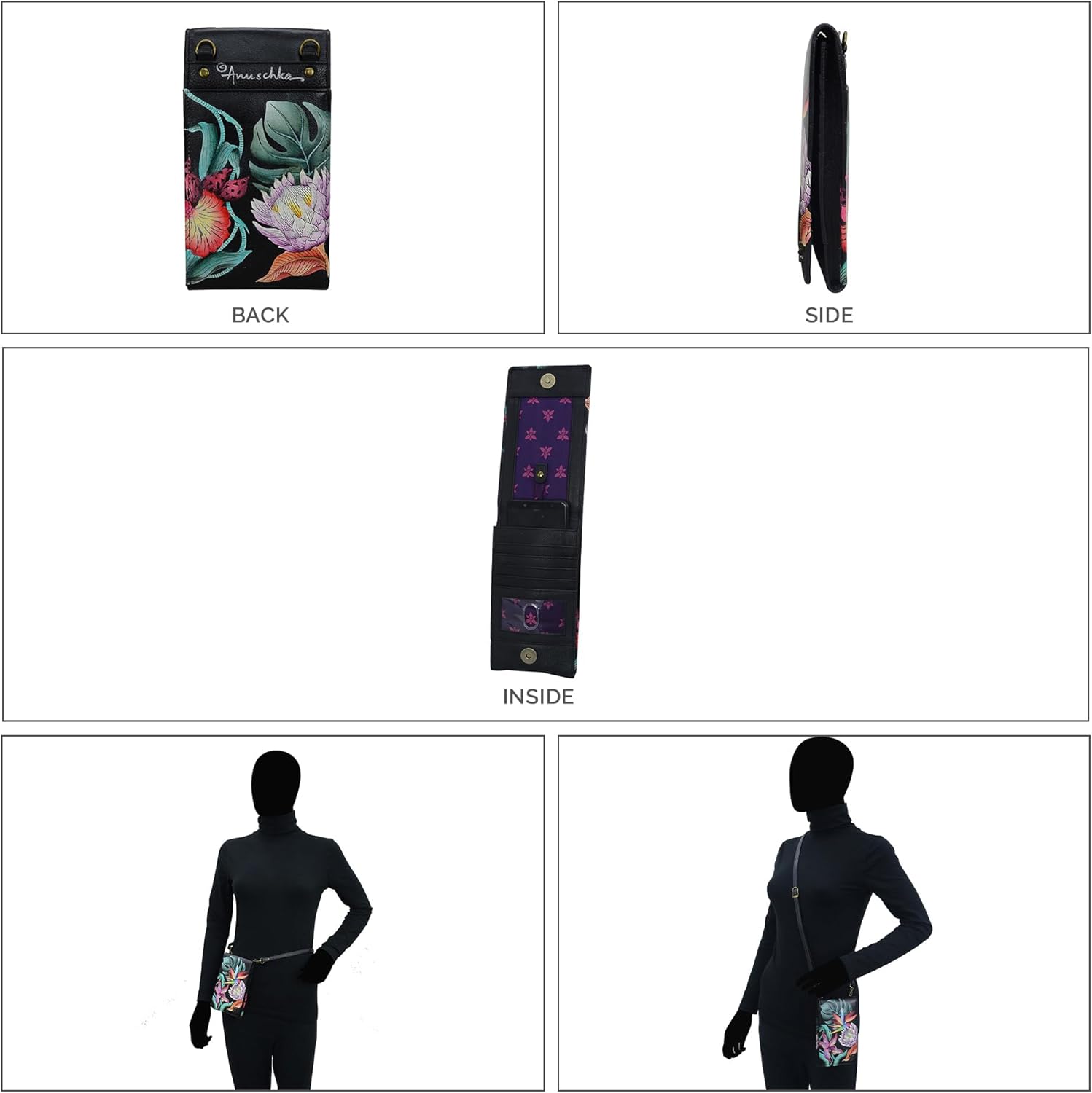 Anuschka Women’s Hand Painted Genuine Leather RFID Blocking Smartphone Crossbody