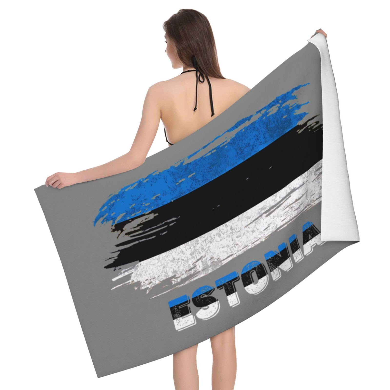 HLBSDM Microfiber Estonians Flag Beach Towel Quick Dry Soft Sand Free Beach Towels for Pool Swim Beach Lightweight Thin Towel