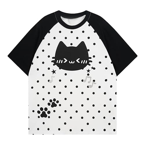꒰ Polka Dot Kitty Tee ꒱