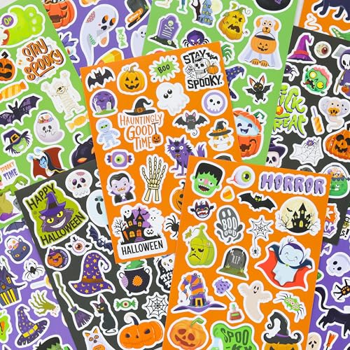 Fun Halloween Stickers for Kids – Large Set of 200 Spooky Stickers for Halloween Party Favors...