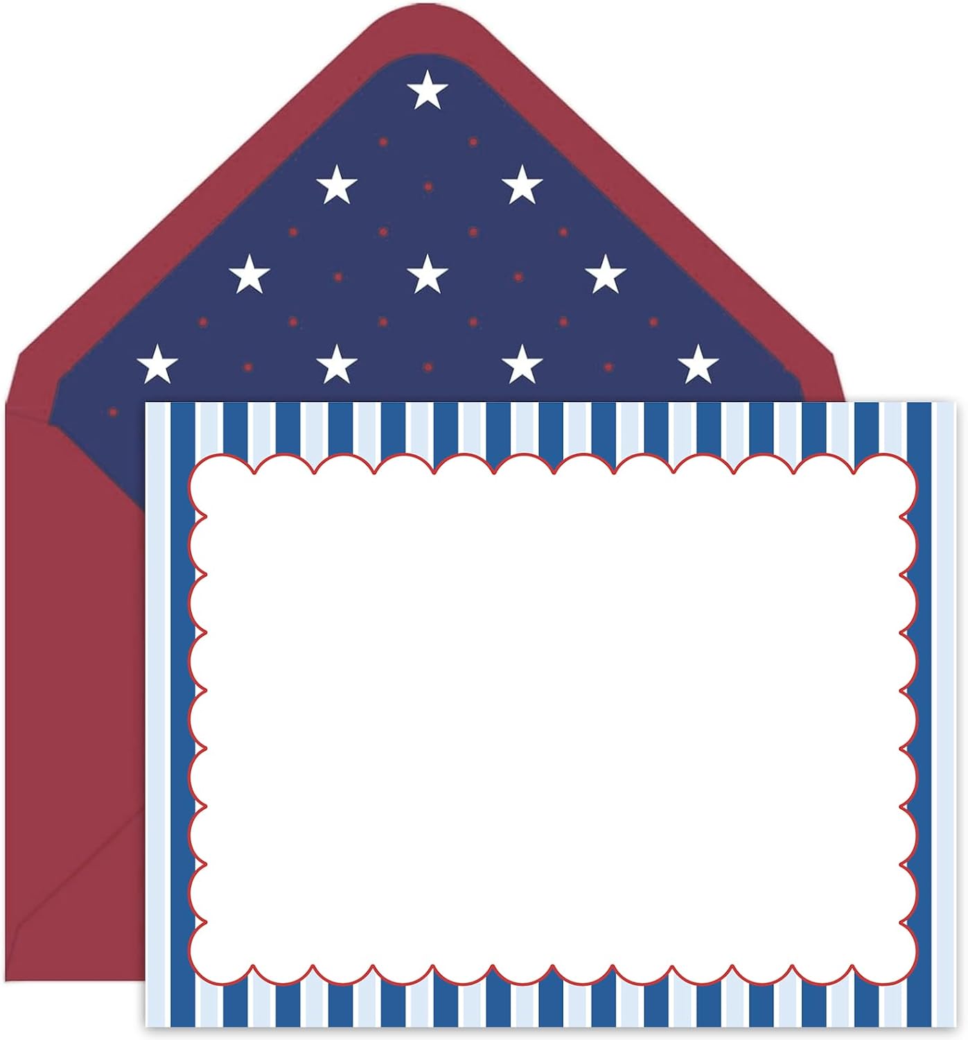 Whaline 24 Packs Patriotic Stationery Cards 4th of July Blank Note Cards Red Blue Star Striped Greeting Card with Envelopes and Stickers for Independence Day Party Supplies