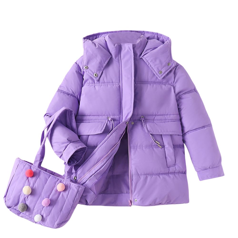 Hopscotch Girls Polyester Mini Length Long Coats in Lavender Color For Ages (11-12 Years) 2