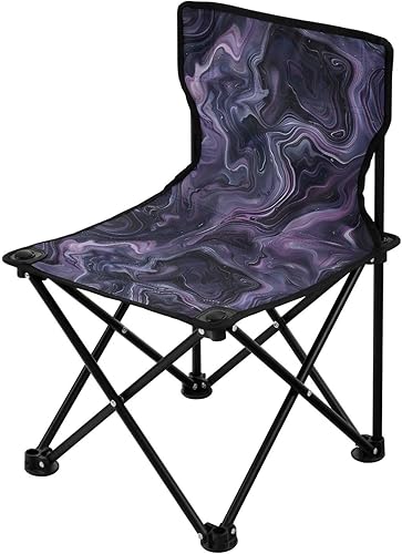 KLL Black and Purple Universe Portable Foldable Chair Ultra-Lightweight Camp Chair Carry Bag Included Ice Fishing Chairs for Hiking Outdoor