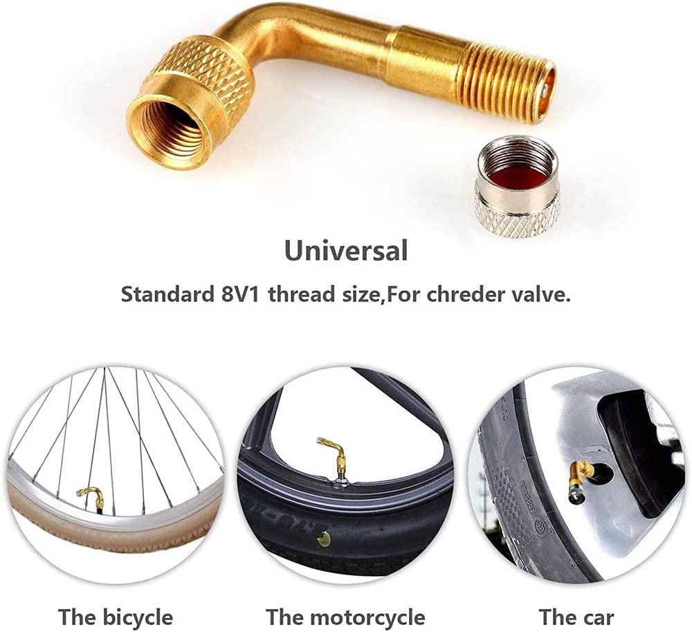 90 Degree Angled Tire Valve Valve Stems Cover Adapter For Car Motorcycle Bike Scooter (Black