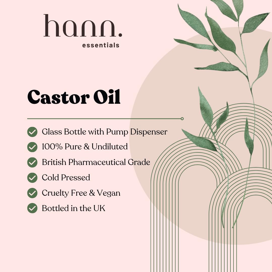 Organic Cold-Pressed Castor Oil in Glass Bottle (250ml), Clear/ Yellow, 250 ml (Pack of 1) - Image 2
