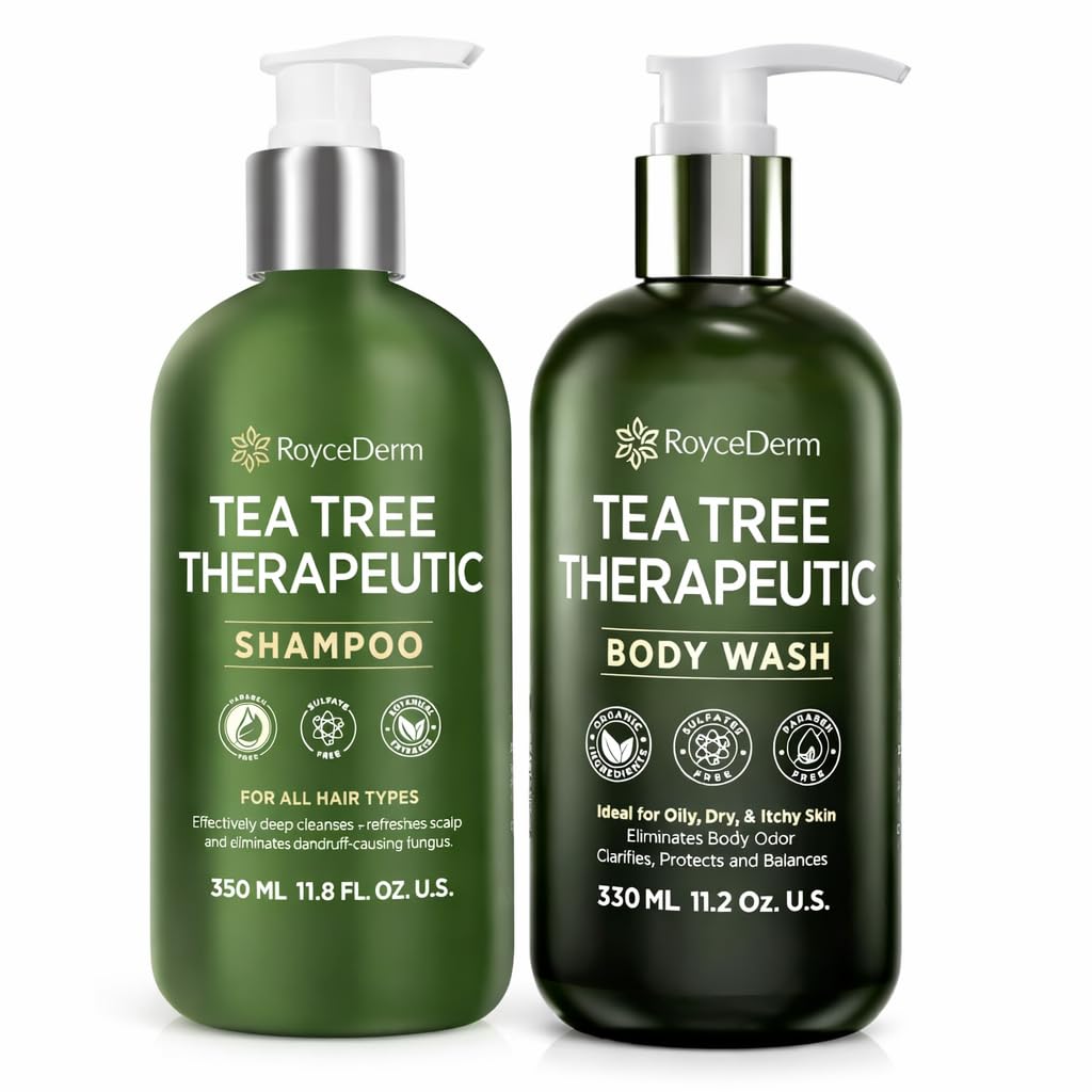 RoyceDerm Tea Tree Shampoo & Therapeutic Body Wash – Head-to-Toe Tea Tree Cleansing Duo