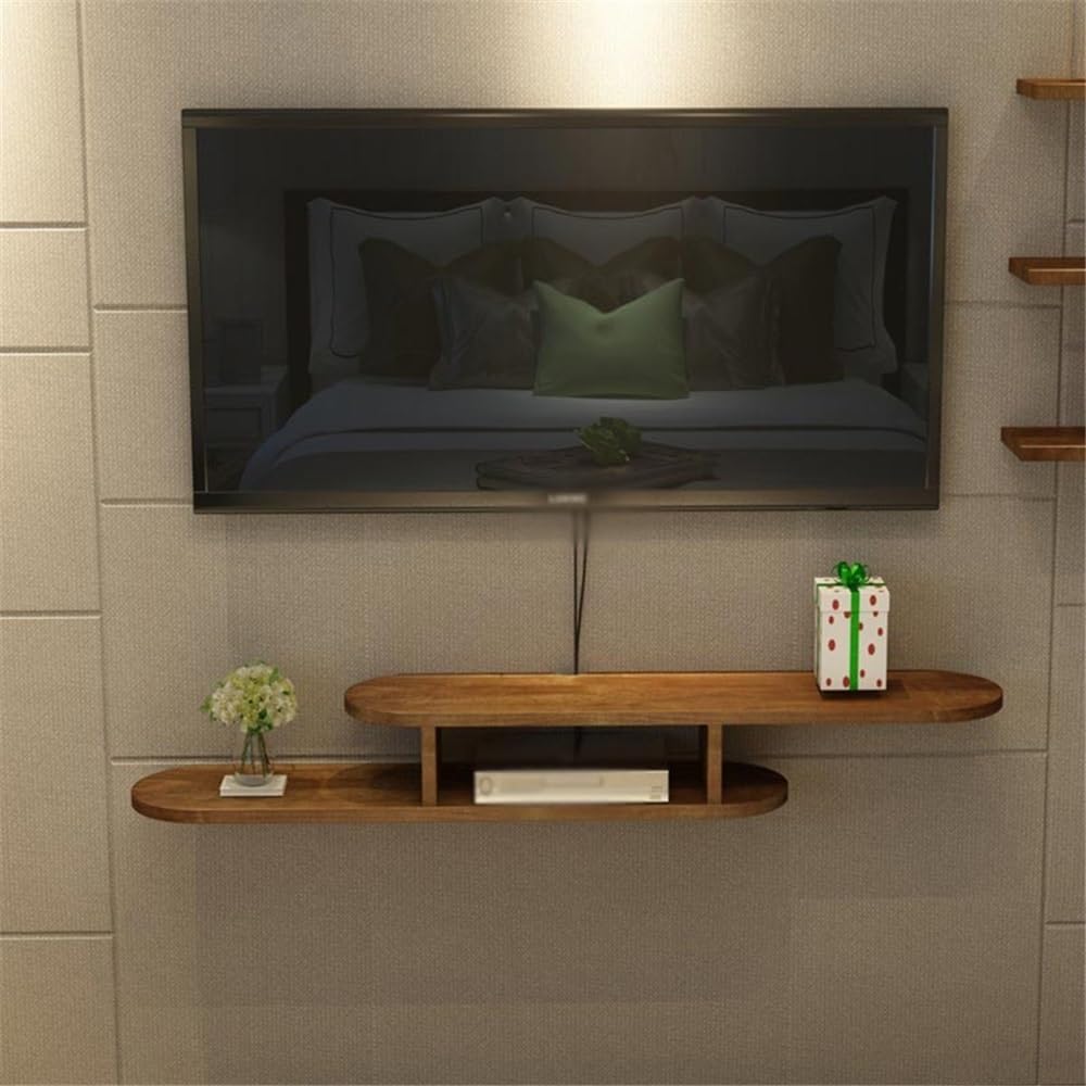 Stojak pod telewizor Pływający stojak pod telewizor, pływająca półka Półka ścienna Schowek do centrum rozrywki(Brown)