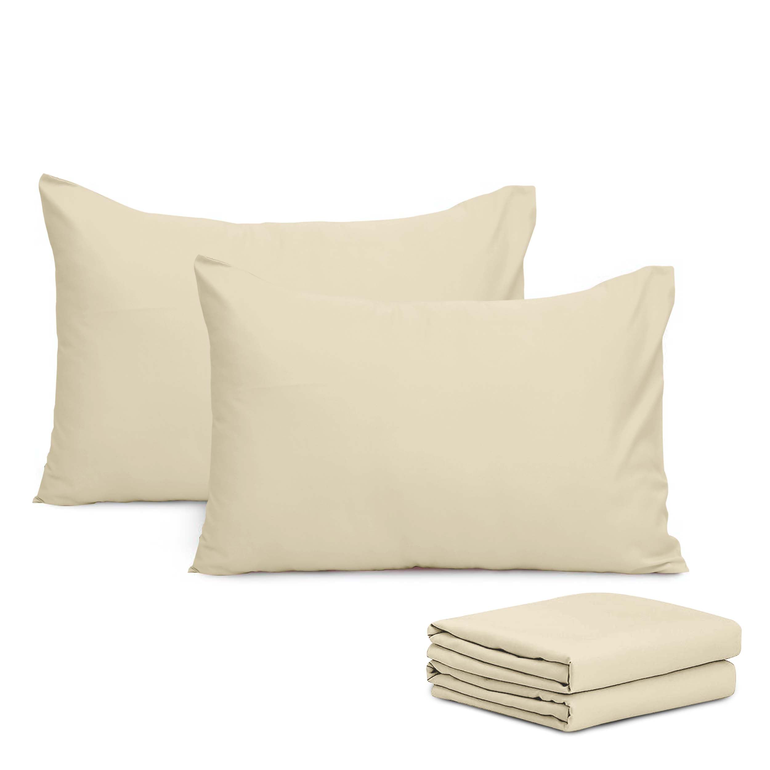Imperial Rooms Pillow Cases 4 Pack Super Soft Easy Care Fade Resistant Hypoallergenic Brushed Microfibre Pillow Covers (Cream, Pillowcases 4 Pcs)