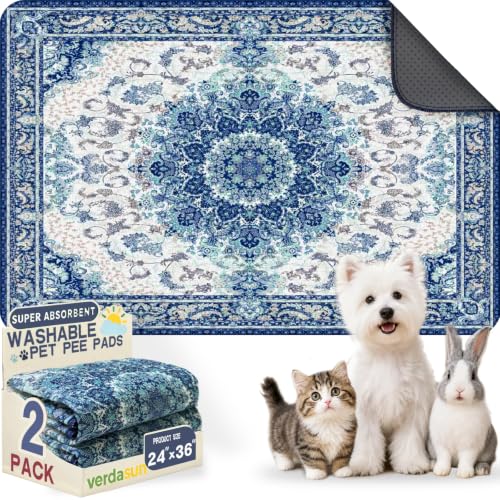 Image of Washable Pee Pads for Dogs 24 inchx36 inch 2 Pack Reusable Puppy Potty Pad