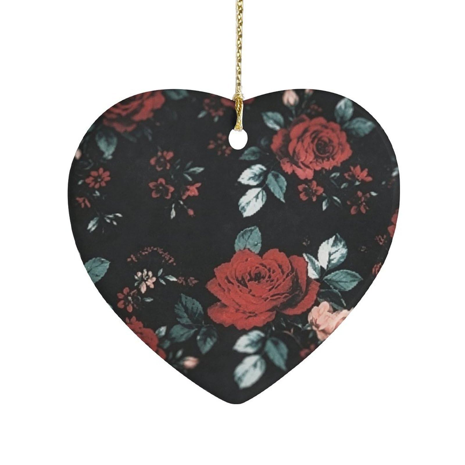 Fekiloot Style Dark Rose Ceramic Ornament Home Decor Keepsake