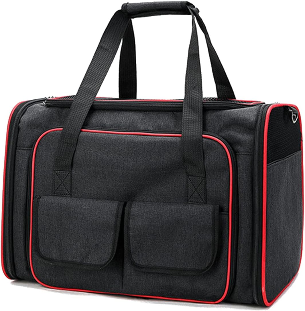 Pet Carrier,Dual-Sided Expandable Travel Bag for Puppy Dogs Cats,Airline Approved Soft-Sided Dog Cat Carrier Bag with Removable Fleece Pad,Self-Lock Zippers and Pocket