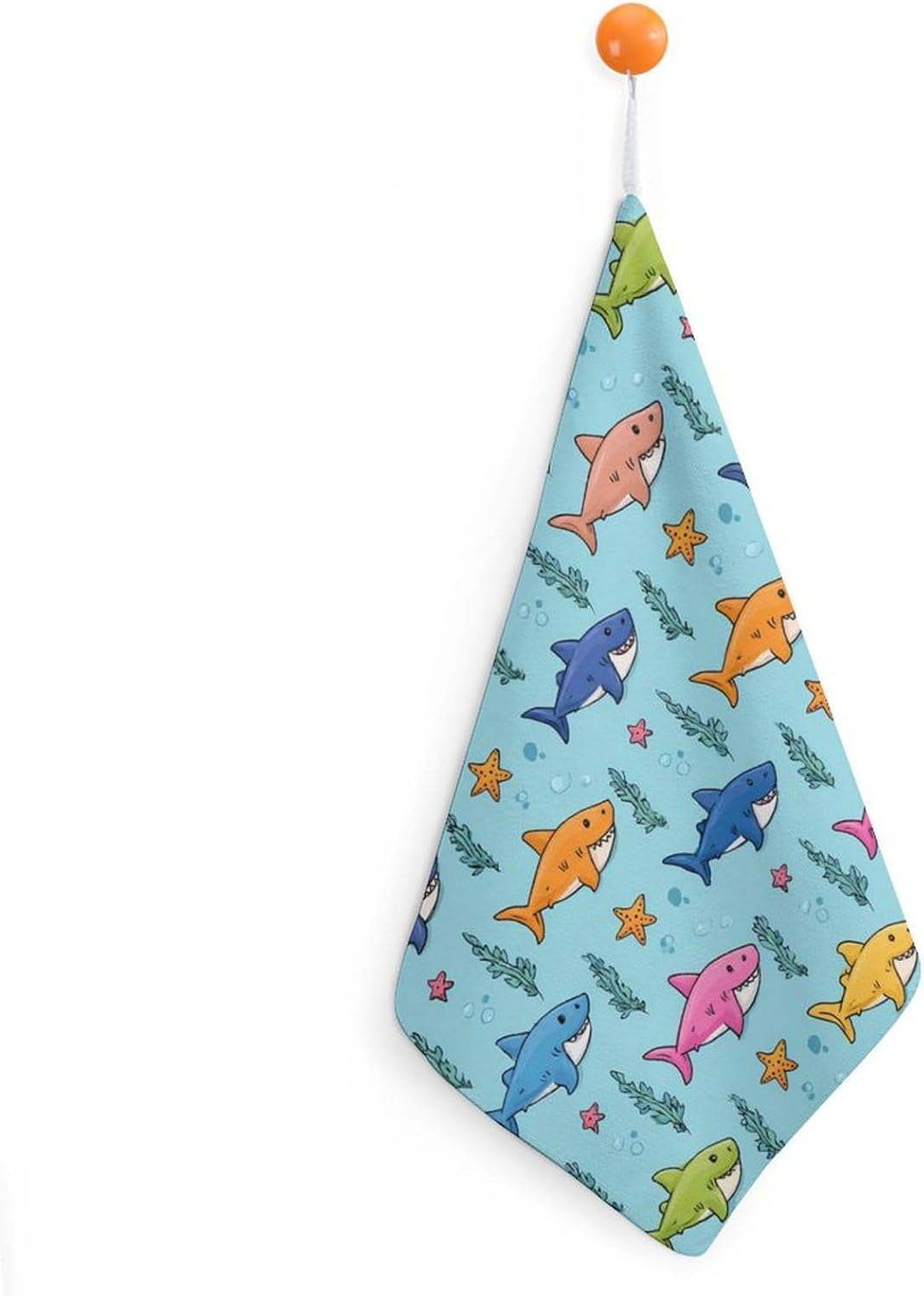 Shark Pattern Hand Towels for Bathroom Handkerchief | Absorbent,with Hanging Loop,Kitchen Towels,for Home Hotel,Soft