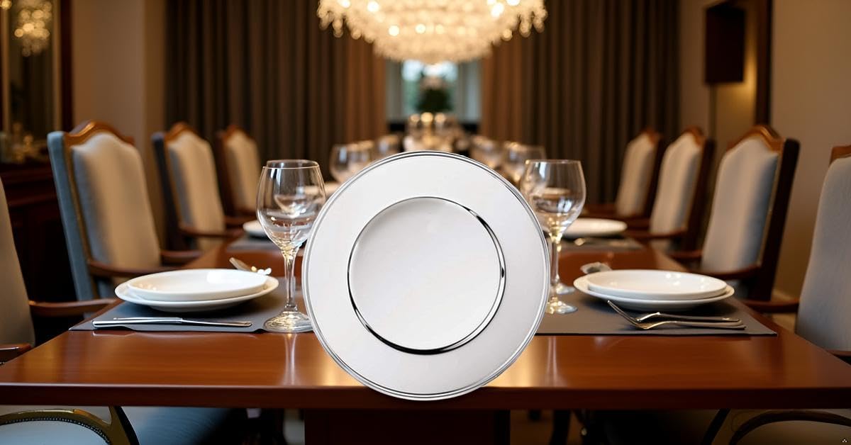 Platzteller Fadenmuster (D 33 cm) | Premium Silber Plated versilbert | Edles Tafelsilber | Top Verarbeitung