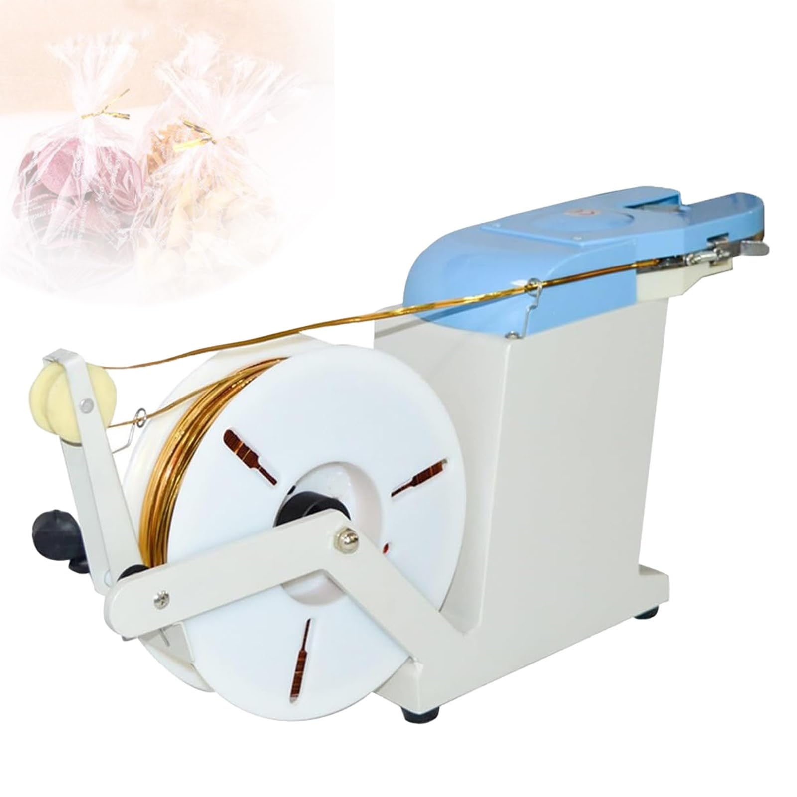 XCSCUK Automatic Bread Bag Twist Tie Machine, Gold Wire Candy Bag Tying Device,Adjustable Diameter,Perfect for Bakeries & Crafting