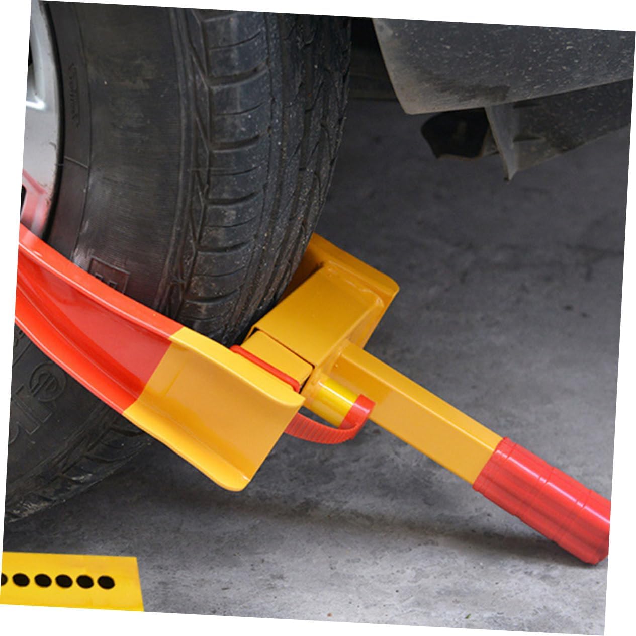 PRETYZOOM 9holes Steel Car Wheel Chock Lock Tires Clip Tyre Lock Horn Design Security