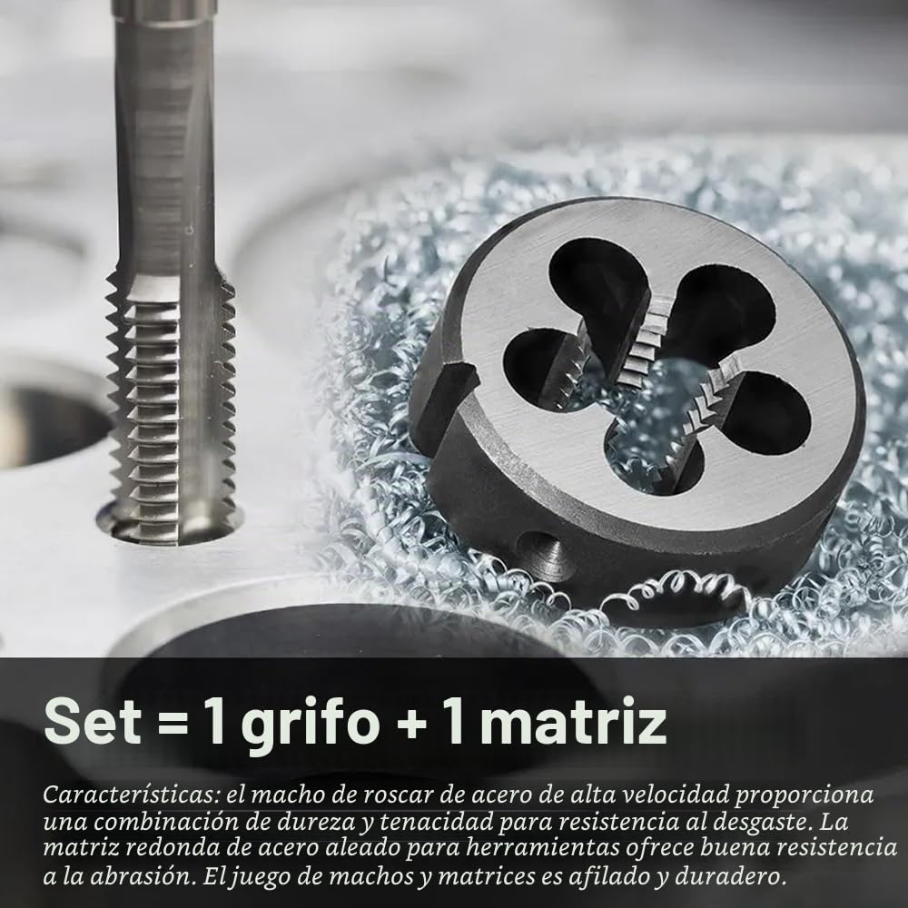 2 Piezas Machos M12 x 1,75 Terraja y Machos de Roscar HSS Métrica Máquina Rosca Macho, Machos y Troqueles Métricos para Roscado Reparación (M12)