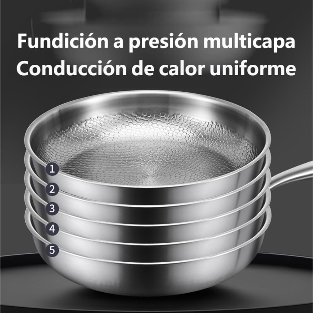 Sartén Titanio Puro, Sartén de Titanio Antiadherente Sin Tóxicos 20-30 cm, Ultraduradera Sartenes de Titanios Inducción, Base Martillada con Tapa para Todo Tipo de Cocinas (20cm Versión mejorada)